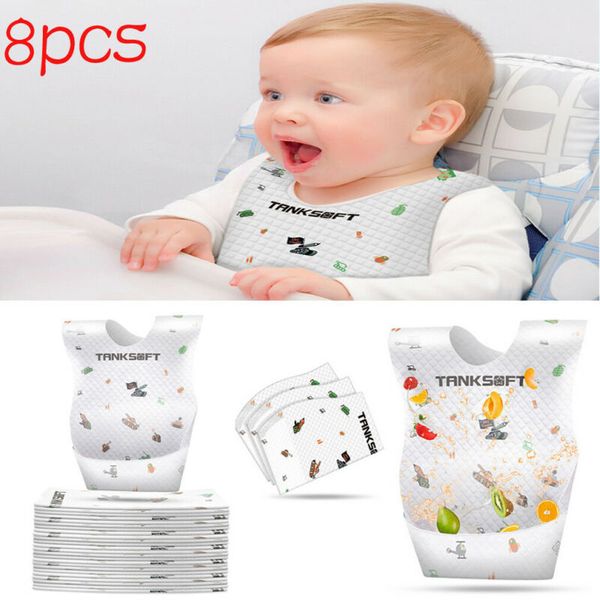 

8pk одноразовые нагрудники сразу же с карманные комплект детские мальчики девочки новорожденные дети водонепроницаемый