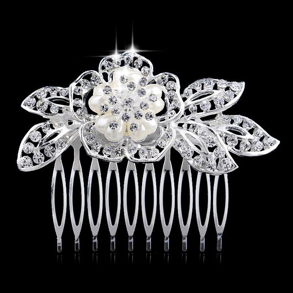

wedding party 8x6cm hairpins beaded flower leaf headwear of bride crown diamond headwear for bride acting initiation graduation rs-219, Golden;silver