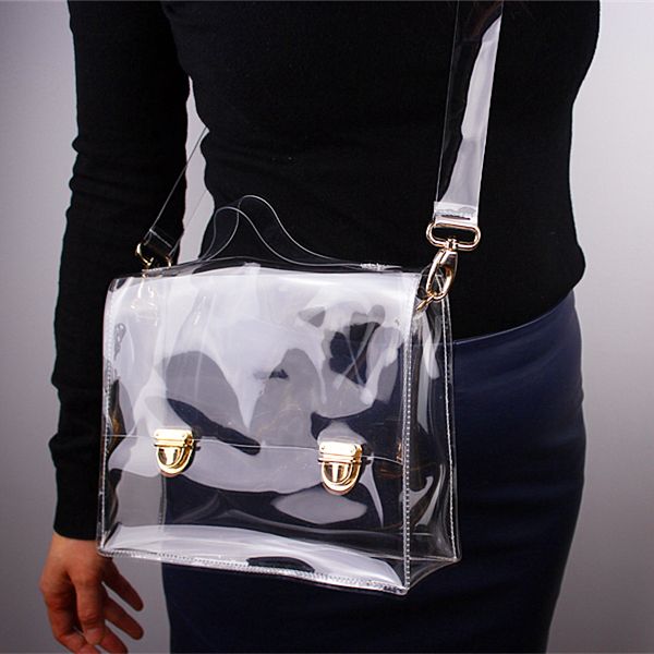 

сумки новая мода пвх прозрачная сумка очистить tote сумки на ремне женщины посланника креста сумка открытый телефон сцепления