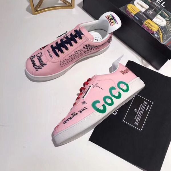 

Новые Роскошные Дизайнерские женские теннисные кроссовки с принтом Canvas Surface Fashion