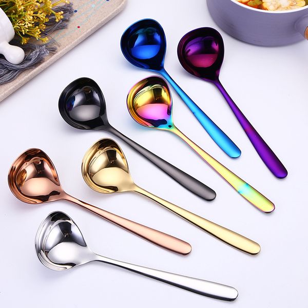

1pc 304 stainless steel soup spoons with long handle chinese sliver dessert coffee spoon kitchen tools tableware soup ladle