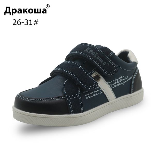 

apakowa boys spring autumn shoes pu leather kids ankle casual patched children's shoes for boys flat sneakers shoes eur 26-31 t200604, Black;red
