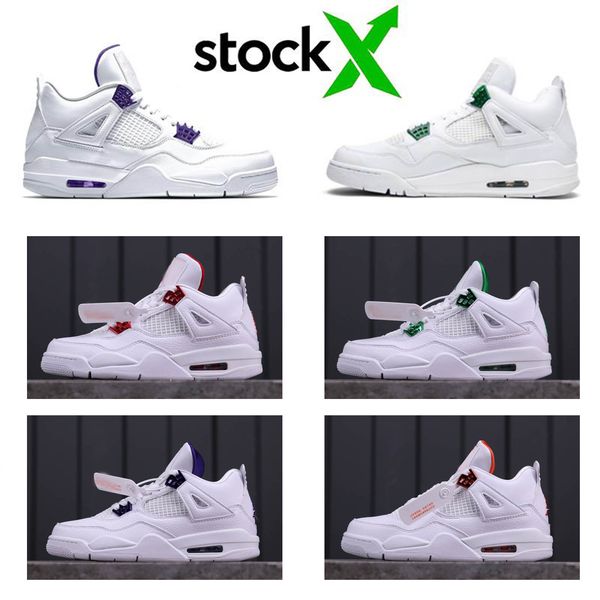 

new 4 metallic pack court purple pine green university red orange metallic pure money basketball shoes men 4s sneakers
