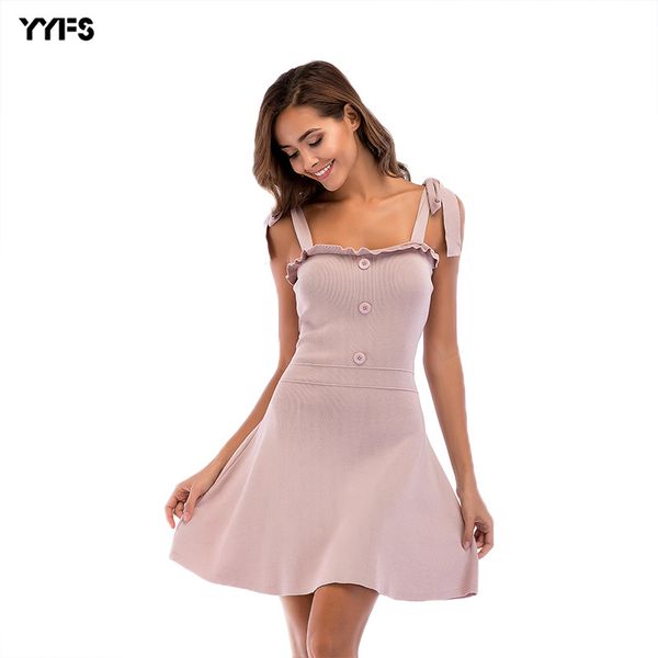 

popular womens new 2020 strap knitted suspender dress fashion skirt, White;black