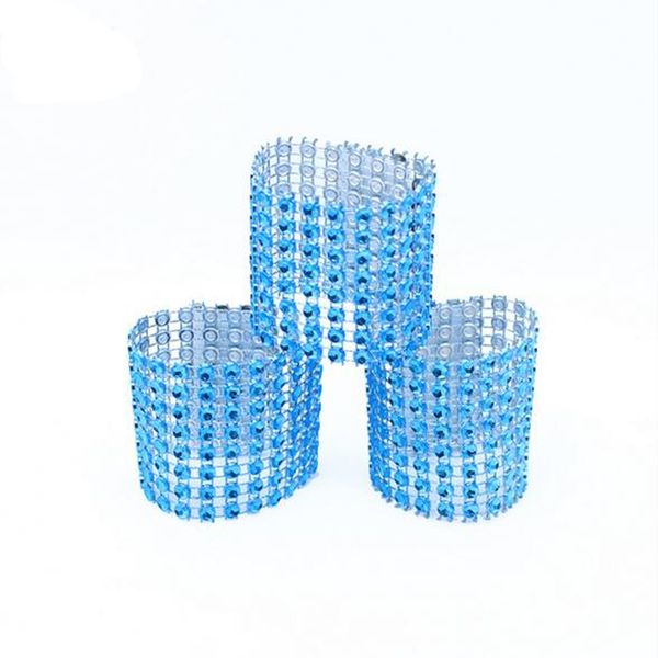 

20pcs plastic rhinestone wrap blue napkin ring new napkin rings chair buckle l wedding supplies home talbe decoration napkin rings