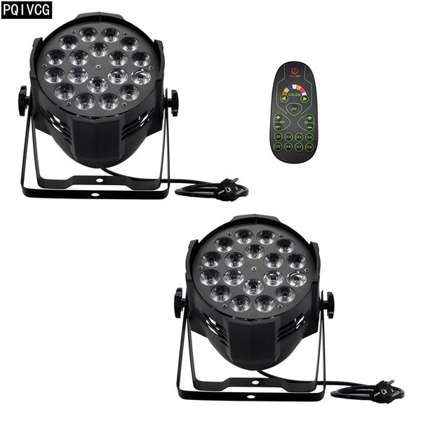 

2pcs/remote led 18x12w rgbw par light 4-in-1 flat par lights profession dmx512 led lights dj lights
