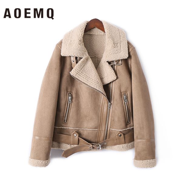 

aoemq fashion jackets lambswool soft material warm loose jackets punk night bar wear winter jackets&coats women clothing, Black;brown