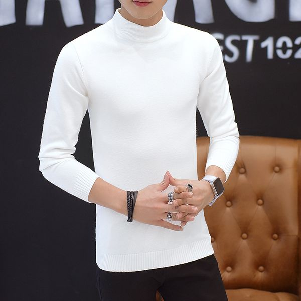 

мужчины свитера водолазку одежда 2019 классический simplicity пуловер свитер мужчины твердые белый красный синий оранжевый серый черный свит, White;black