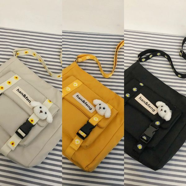 

leisure lazy wind shoulder satchel satchel large capacity nylon shoulder bag 2020 students class crossbody bag, White