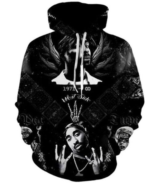 

fashion women/men rock rap tupac harajuku style funny tu print casual hoodies plus size, Black