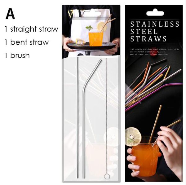

stainless steel straws set with cleaning brush reusable drinking straw eco friendly stainless steel metal straw