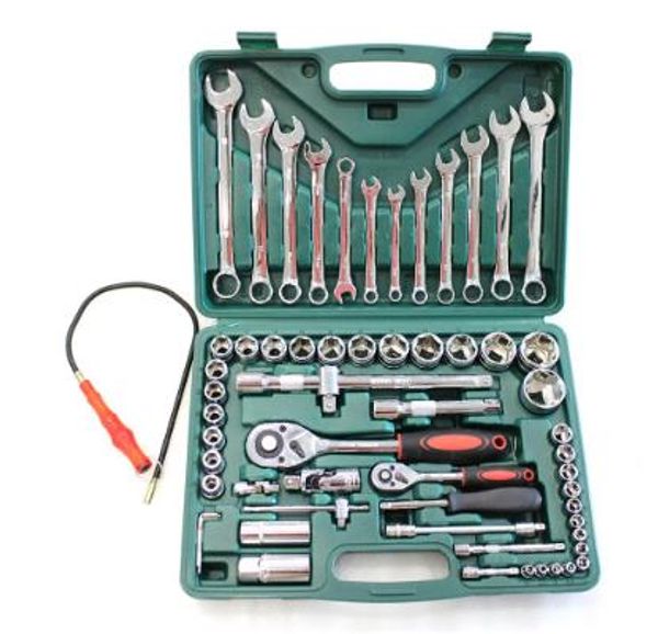 61 PCs / conjunto de chave de soquete conjunto de ferramentas de reparação de máquinas de reparo de máquina de carro de carro com catraca pesada