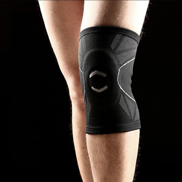 

new style 3d weaving knee support built-in eva foam pad sports fitness cycling hiking knee protect brace #sbt17, Black;gray