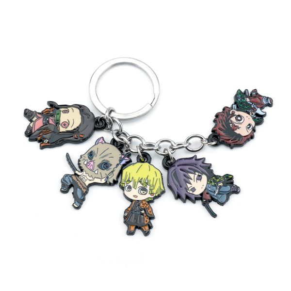 

anime demon slayer kamado tanjirou pendant keychains caroon stove door tanjiro keyrings jewelry gift for friends children, Silver