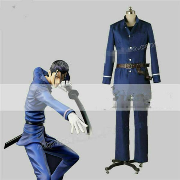 

подробности о rurouni kenshin hajime saito синий униформа косплей костюм, Black;red