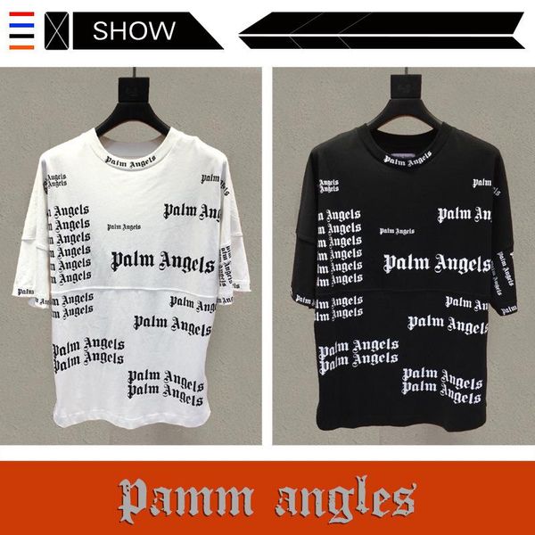 

The European and American Popular Logo PALM ANGELS T Shirt Short Sleeve Mens Designer T Shirts The Bat Sleeve Loose Version T Shirt