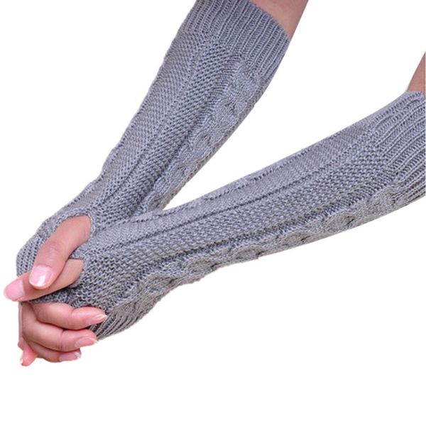 

fashion-new brand 2015 fashion winter mitten warm men women arm warmer fingerless knitted long gloves mittens, Blue;gray