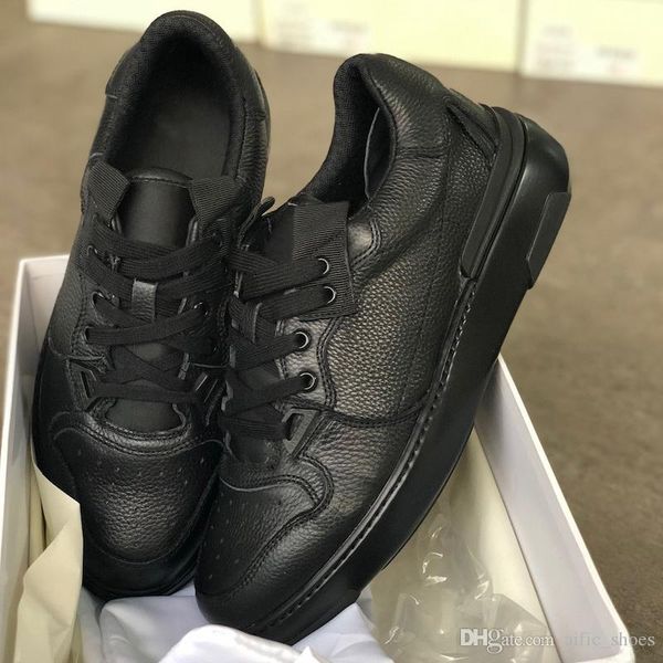 

men shoes luxury real leather platform sneaker wing lace-up casual trainers gentle dress party wedding shoes with box eu39-45, Black