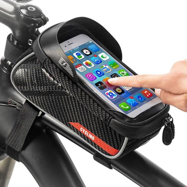 

mountain road bike bicycle waterproof front tube touch screen phone holder case bag mtb bike accessorie bicycle phone holder