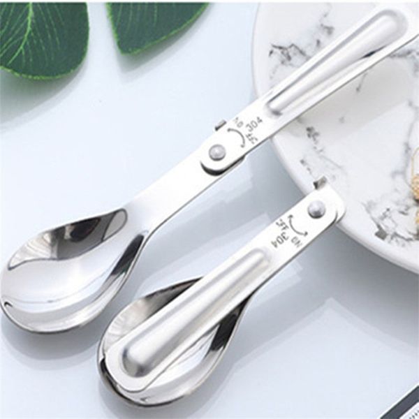 

304 stainless steel spoon dining table folding spoons home restaurant pure color fold tableware new arrival 1 7wx l1