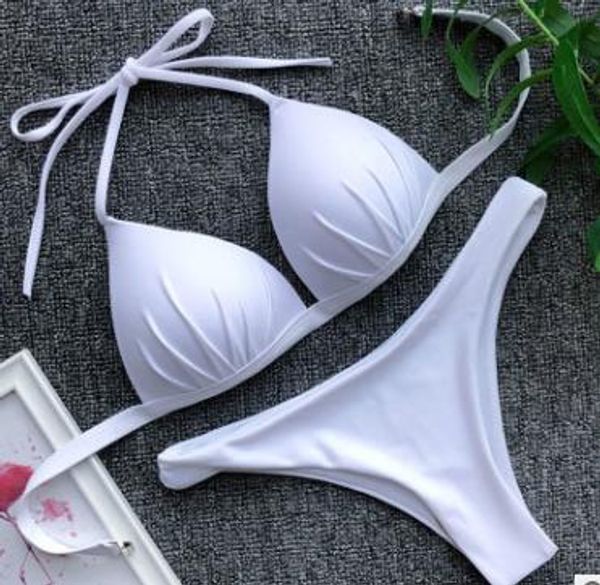 

бикини 2019 swimsuit женщины купальники женщина два-часть бикини комплект с бюстгальтером, White;black
