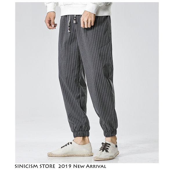 

sinicism store men casual japanese 2019 streetwear pants mens large size new autumn paragraph casual pants male loose long, Black