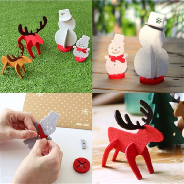 

1pc new diy elk snowman christmas ornaments felt cloth xmas party decoration ornaments children's gifts for home bars festive