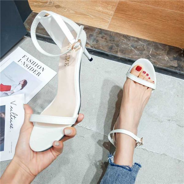 

2019 sandals all-match clear heels open toe comfort shoes for women suit female beige buckle strap women's high stiletto peep, Black