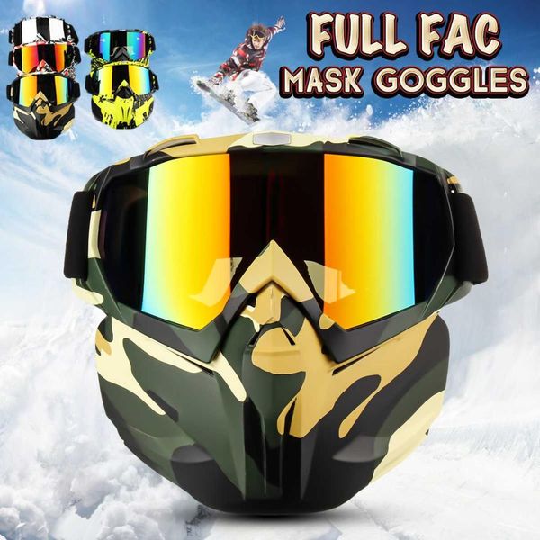 

off road dirt bike skull motorcycle face mask with goggles detachable goggles mask for vintage open face motorcycle helmet