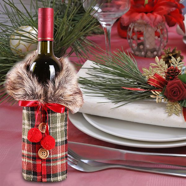 

wine bottle bag beautiful christmas decor lattices restaurant bowknot champagne package cloth ornament festival party supplies