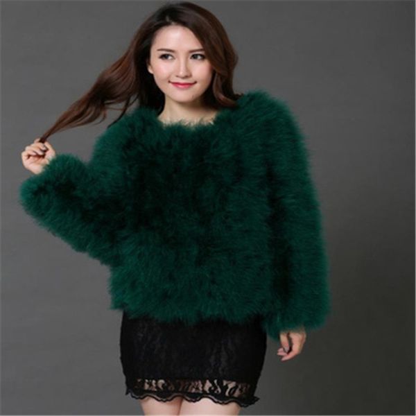 Outono inverno nova moda feminina avestruz casaco de grama de penas Turquia casaco curto parágrafo 896