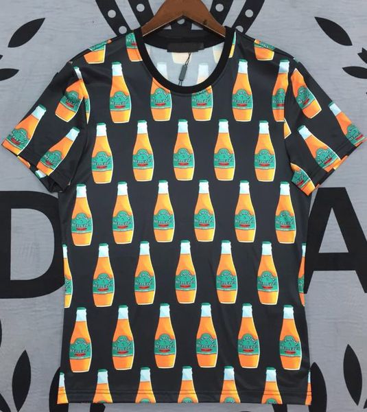 

fashion brand t shirts men designer summer trend new t-shirts luxury wild mens shirts casual comfortable bottle printing shirt, White;black