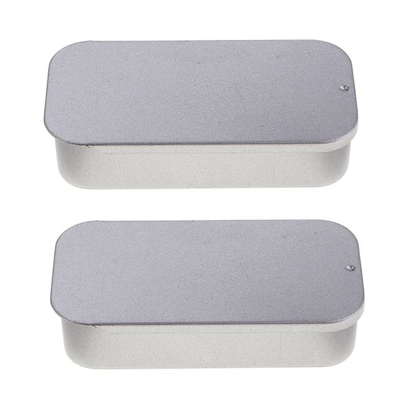 

2x metal empty rectangular slide tin container storage case gift box