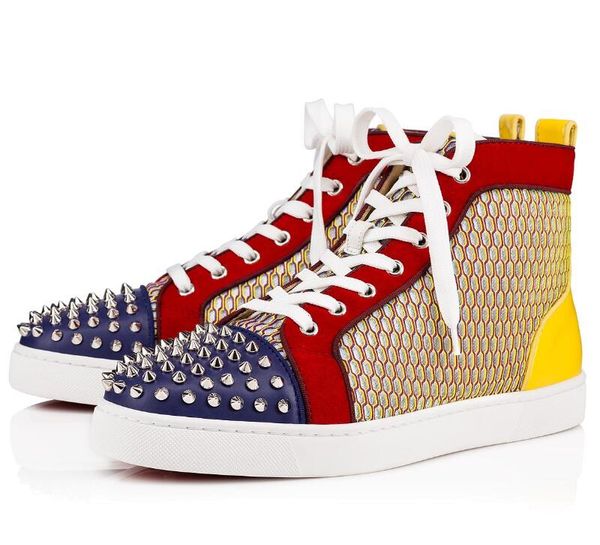 

2020 new mens red bottoms designer shoes spike suede leather men women flat fashion luxury casual shoes party lovers sneakers 36-47 with box, Black