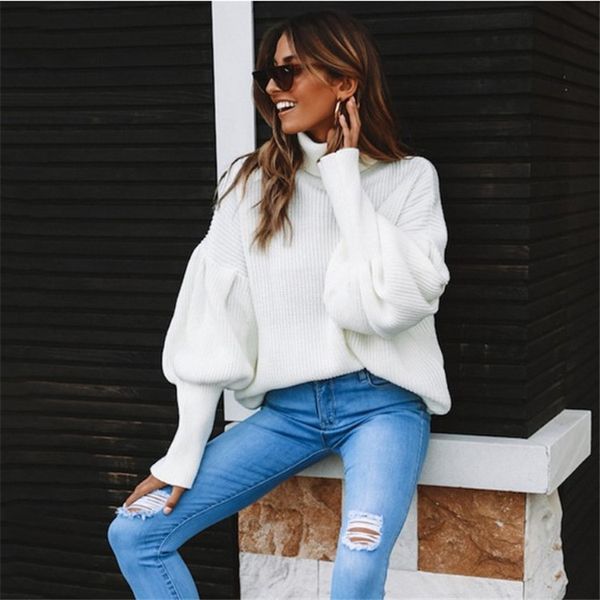 

christmas sweaters womens winter pullover korean sweater plus size woman turtleneck flare sleeve computer knitted, White;black