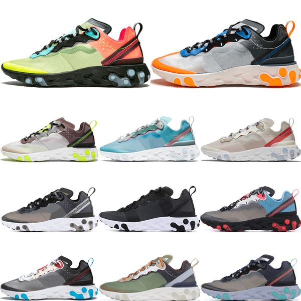 

new fashion react element 87 55 running shoes for men women anthracite neptune green triple black white mens trainers sneaker runner shoes