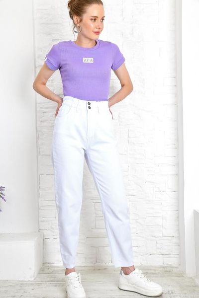 

trend alacati style women beli shirred jean alc-x4161, Blue