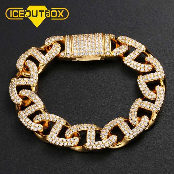 

full of rhinestone bling iced out men's rapper bracelet miami cuban chain cz for men's hip hop jewelry fashion party link chain, Silver