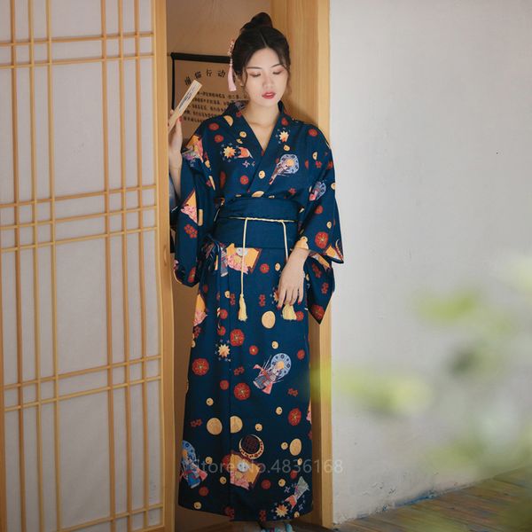 

japanese kimono traditional cardigan sakura girl costume women dress haori princess cosplay halloween costume harajuku party, Blue