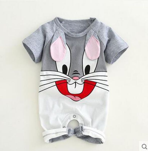 

newborn baby cotton rompers lovely rabbit ears baby boy girls romper short sleeve baby costume jumpsuits roupas bebes infant clothes, Blue