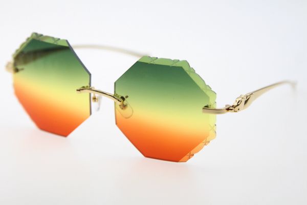 

quality leopard wholesale sun glasses box new carved good lens glasses sunglasses 4189706 metal with rimless blue mirror hbgg, White;black