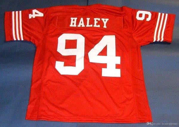 

retro #94 charles haley custom jersey red mens stitching high-end size s-5xl football jerseys college ncaa, Black;red