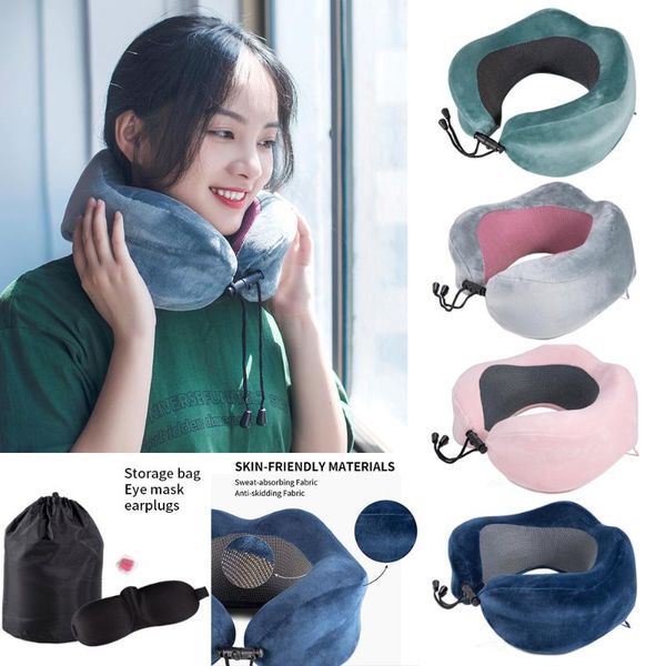 

memory foam pillow u shaped neck pillows soft slow rebound space travel pillow bedding travel neck cervical healthcare