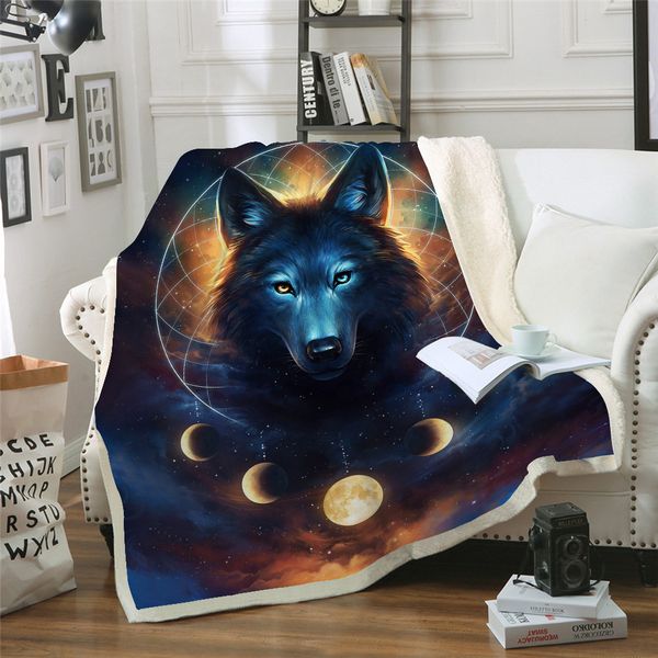 

sofa cushion yoga mat blanket air conditioner is thickened double-layer plush 3d digital printed blanket wolf series