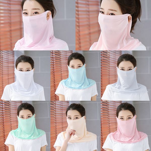 

1nykp sun spring neck mask breathable woman scarf mask protection and summer cycling uv protection mask face thin veil small silk scarf, Black
