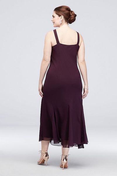 Uva sereia plus size frisado mãe da noiva vestidos com mangas compridas jaquetas vestido de convidado de casamento comprimento chá chiffon evenin2676