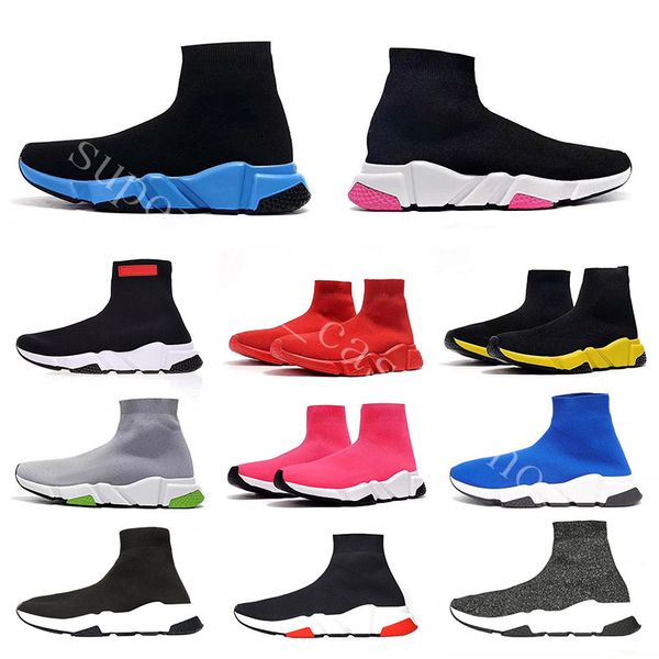 

2020 дизайнер обуви speed ​​trainer платформы casual тройной носки красный синий белый плоский мужские мода женские спортивные кроссовки мод, Black