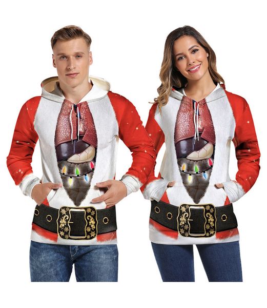 

ugly christmas jumper funny 3d printed xmas pullover sweatshirt long sleeve sweater t-shirt for men women, Black