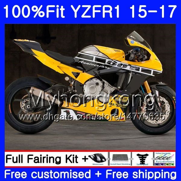 Iniezione Bodys Per YAMAHA Giallo nero caldo YZF-1000 YZFR1 2015 2016 2017 243HM.35 YZF R 1 1000 YZF-R1 YZF1000 YZF R1 15 16 17 Kit carena