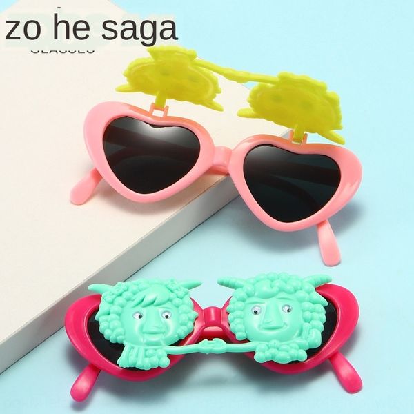 

pleasant cartoon children's sun male and female children's flip sun sunglasses parasol sun glasses cute baby sunshade, Blue